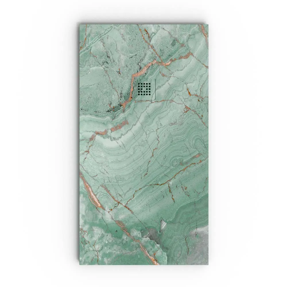 Piatto doccia in resina texture ardesia. Effetto su Forest Copper Marble e altre finiture – antiscivolo STONE 3D modern