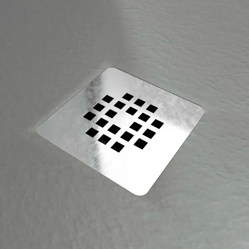 Piatto doccia in resina ONE Grigio Cemento RAL 7005 e altri colori con texture ardesia antibatterica e antiscivolo. griglia in acciaio inox - immagine 3