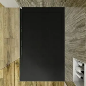 SYSTEM Piatto doccia in resina con cornice nera – colori a scelta – texture ardesia – antibatterico e antiscivolo