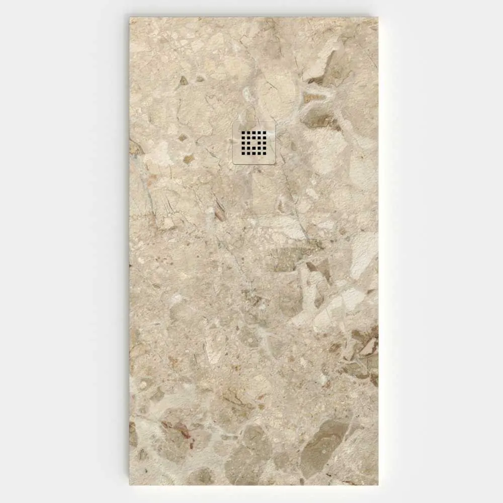 Piatto doccia in resina con texture ardesia. CELLE effetto marmo – STONE 3D antiscivolo moderno