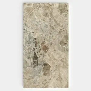 Piatto doccia in resina con texture ardesia. JANTI effetto marmo – STONE 3D antiscivolo moderno