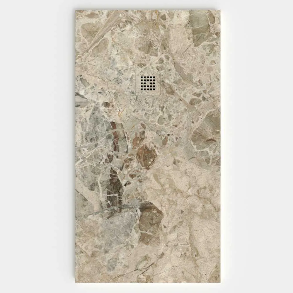 Piatto doccia in resina con texture ardesia. JANTI effetto marmo – STONE 3D antiscivolo moderno