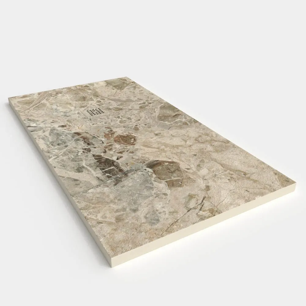 Piatto doccia in resina con texture ardesia. JANTI effetto marmo – STONE 3D antiscivolo moderno - immagine 2