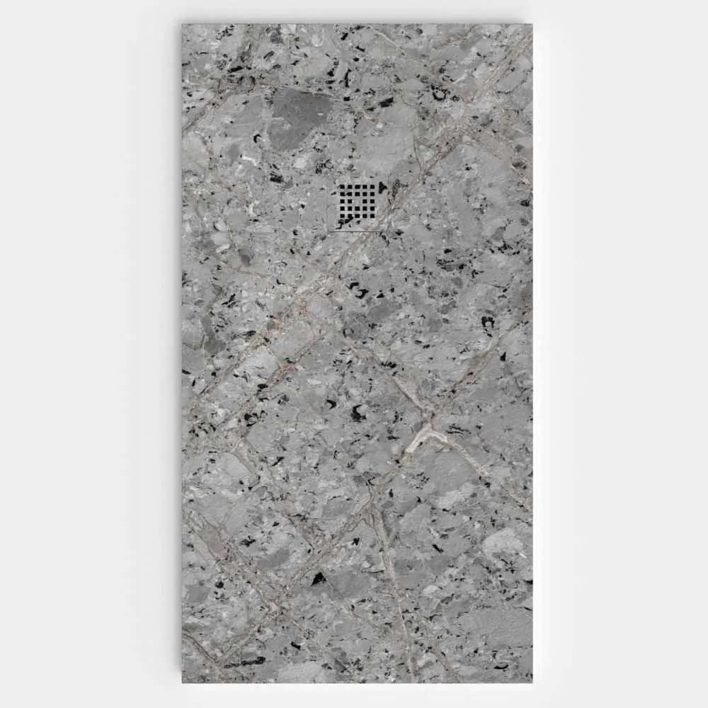 Piatto doccia in resina con texture ardesia. ODILIA effetto marmo – STONE 3D antiscivolo moderno