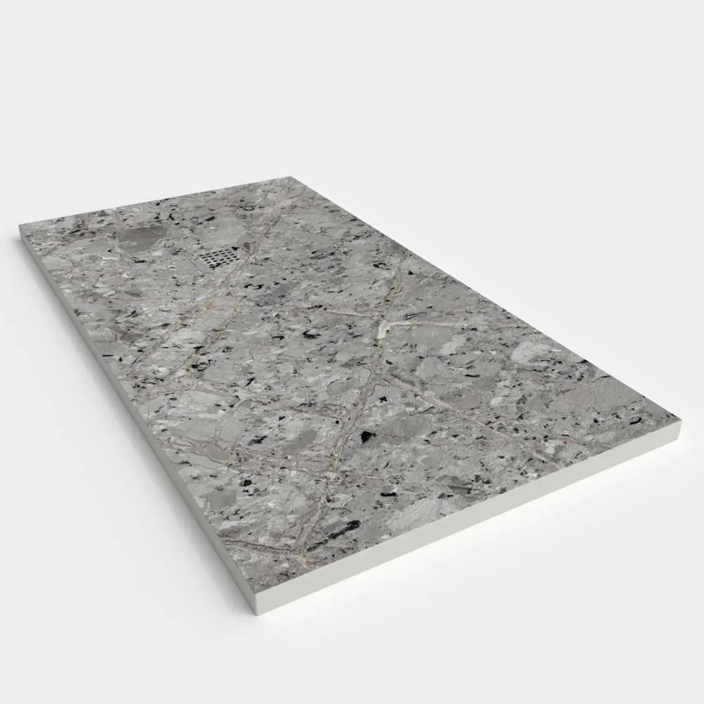 Piatto doccia in resina con texture ardesia. ODILIA effetto marmo – STONE 3D antiscivolo moderno - immagine 2