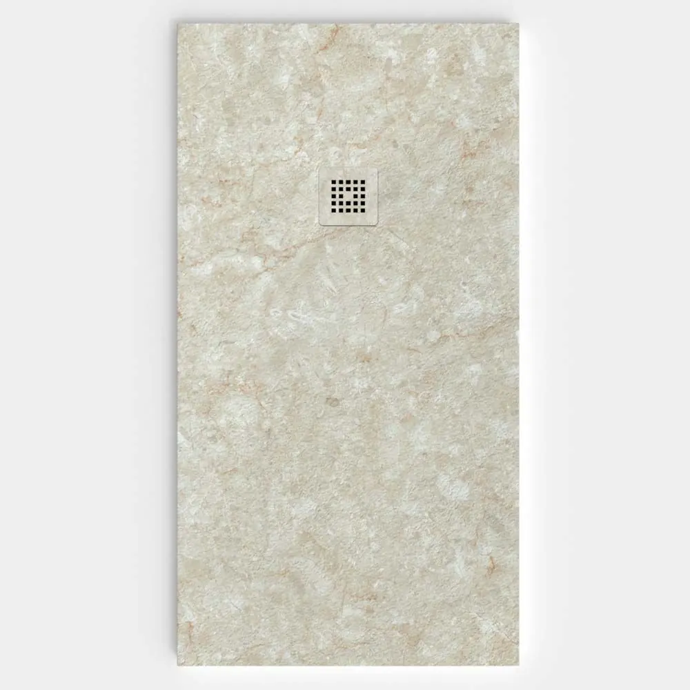 Piatto doccia in resina con texture ardesia. OMAZA effetto marmo – STONE 3D antiscivolo moderno