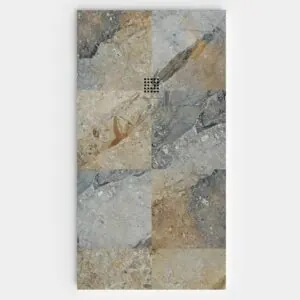 Piatto doccia in resina con texture ardesia. MIZZI effetto marmo – STONE 3D antiscivolo moderno