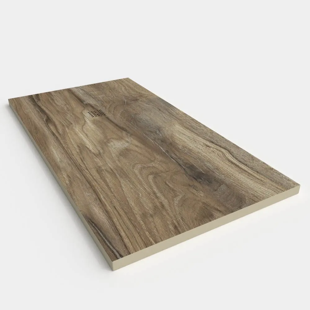 Piatto doccia in resina texture ardesia Finitura effetto Legno Noce somoa – antiscivolo STONE 3D moderno - immagine 2
