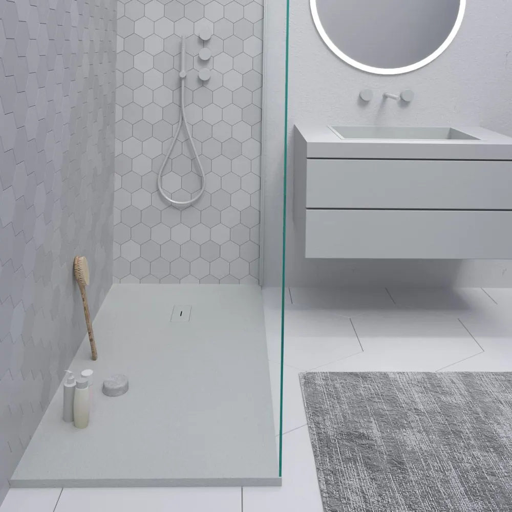 Piatto doccia AGAPE Arena in resina e altri colori esclusivi – con texture ardesia – antibatterico e antiscivolo - immagine 2