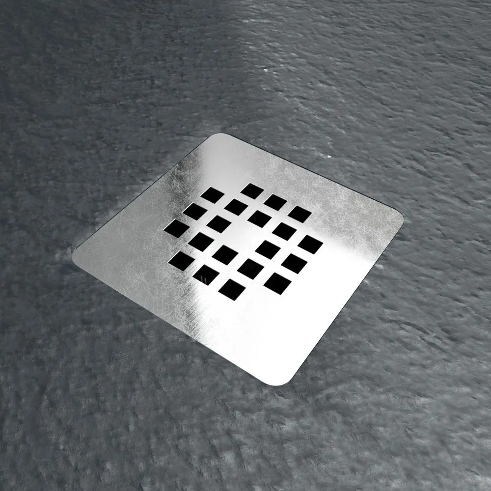 Piatto doccia in resina ONE Grigio Antracite RAL 7016 e altri colori con texture ardesia antibatterica e antiscivolo. griglia in acciaio inox - immagine 3
