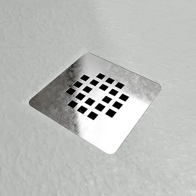Piatto doccia in resina ONE Arena RAL 7035 e altri colori esclusivi con texture ardesia antibatterica e antiscivolo. griglia in acciaio inox - immagine 3