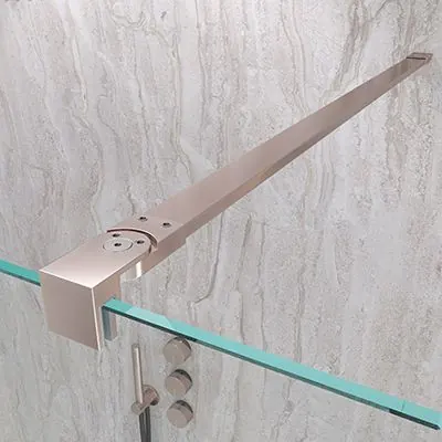 Parete doccia fissa Profilo ZEN Rose Gold - Vetro 8 MM con trattamento anticalcare incluso - Braccio di fissaggio in acciaio inox. estensibile - immagine 3