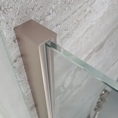 Parete doccia fissa Profilo ZEN Rose Gold - Vetro 8 MM con trattamento anticalcare incluso - Braccio di fissaggio in acciaio inox. estensibile - immagine 2