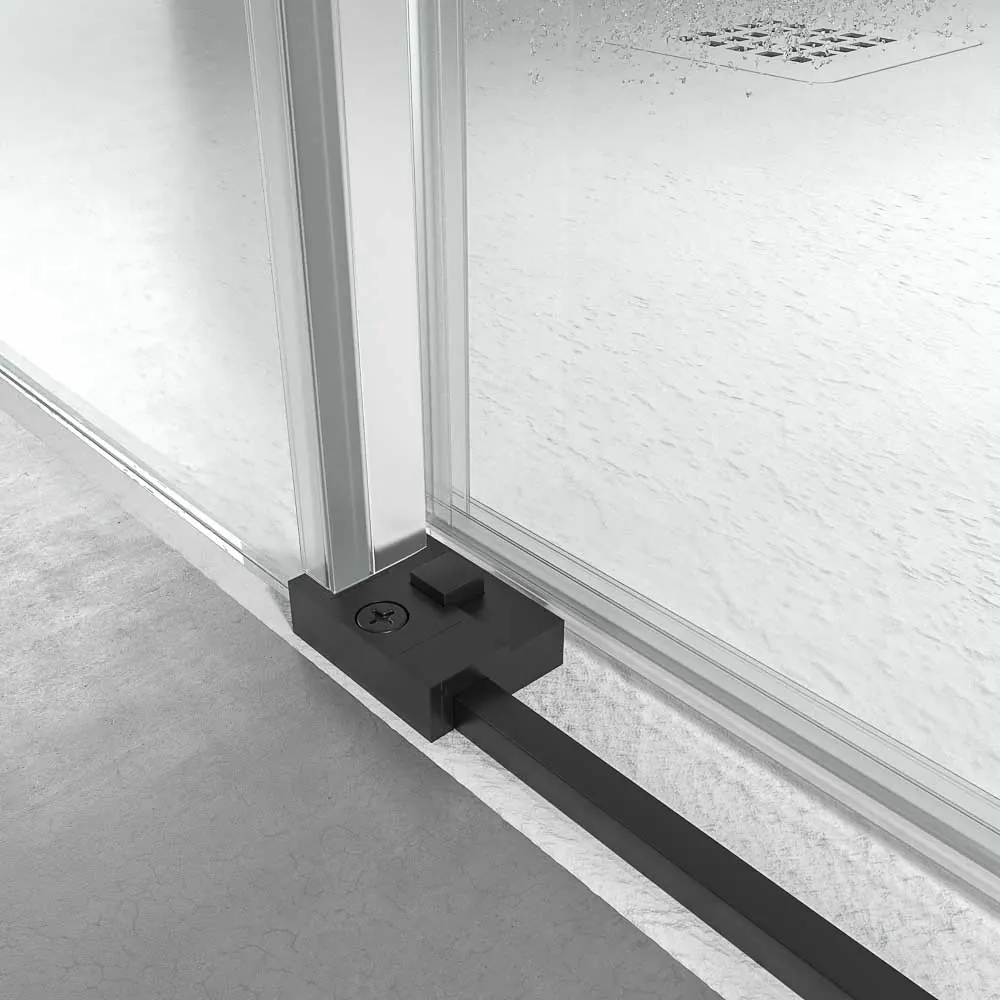 Parete doccia NEXO frontale 1 fissa – 1 anta scorrevole Profilo MINIMALIST Nero opaco - immagine 5