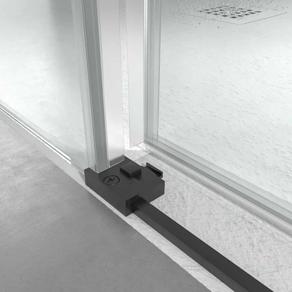 Parete doccia NEXO frontale 1 fissa – 1 anta scorrevole Profilo MINIMALIST Nero opaco - immagine 6
