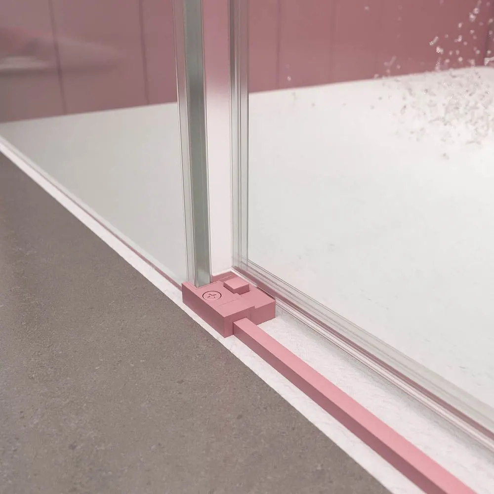 NEXO parete doccia quadrata apertura angolare 2 ante fisse-2 scorrevoli finitura PALO PINK - immagine 6