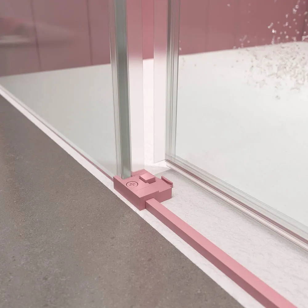 NEXO parete doccia quadrata apertura angolare 2 ante fisse-2 scorrevoli finitura PALO PINK - immagine 5