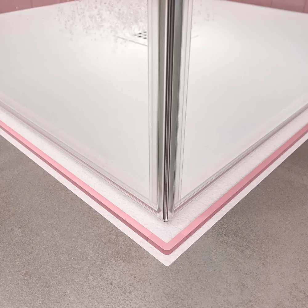 NEXO parete doccia quadrata apertura angolare 2 ante fisse-2 scorrevoli finitura PALO PINK - immagine 4