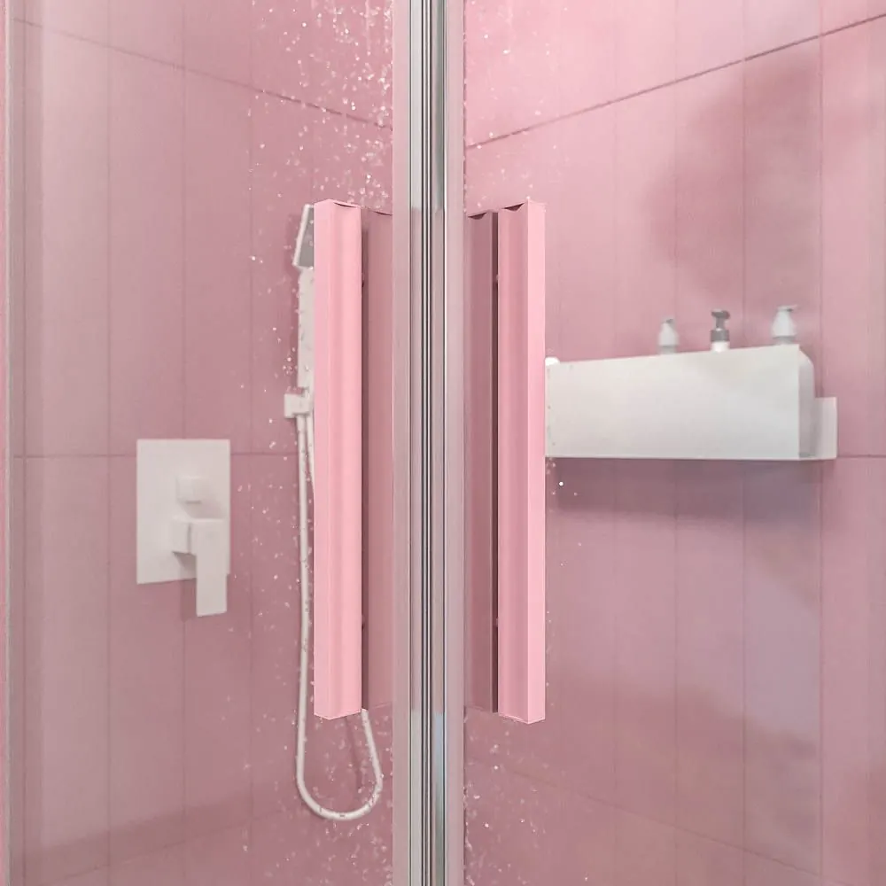 NEXO parete doccia quadrata apertura angolare 2 ante fisse-2 scorrevoli finitura PALO PINK - immagine 3