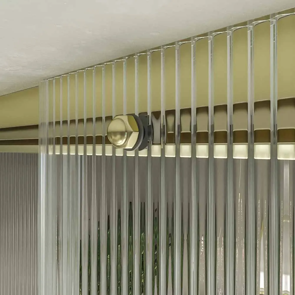 Box doccia TECH HIGH 1 frontale fisso – 1 anta scorrevole vetro 8 mm fissata al soffitto. ACCIAIO INOSSIDABILE Oro opaco - immagine 6