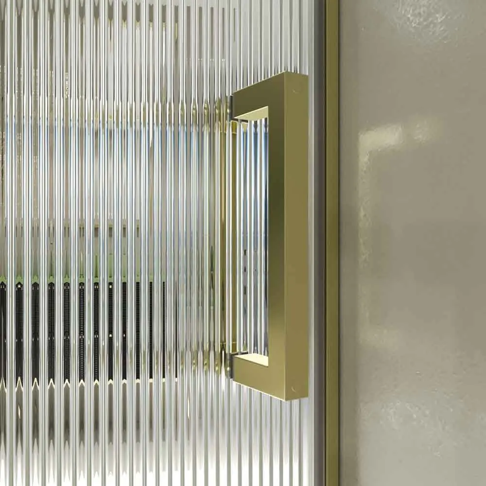 Box doccia TECH HIGH 1 frontale fisso – 1 anta scorrevole vetro 8 mm fissata al soffitto. ACCIAIO INOSSIDABILE Oro opaco - immagine 4