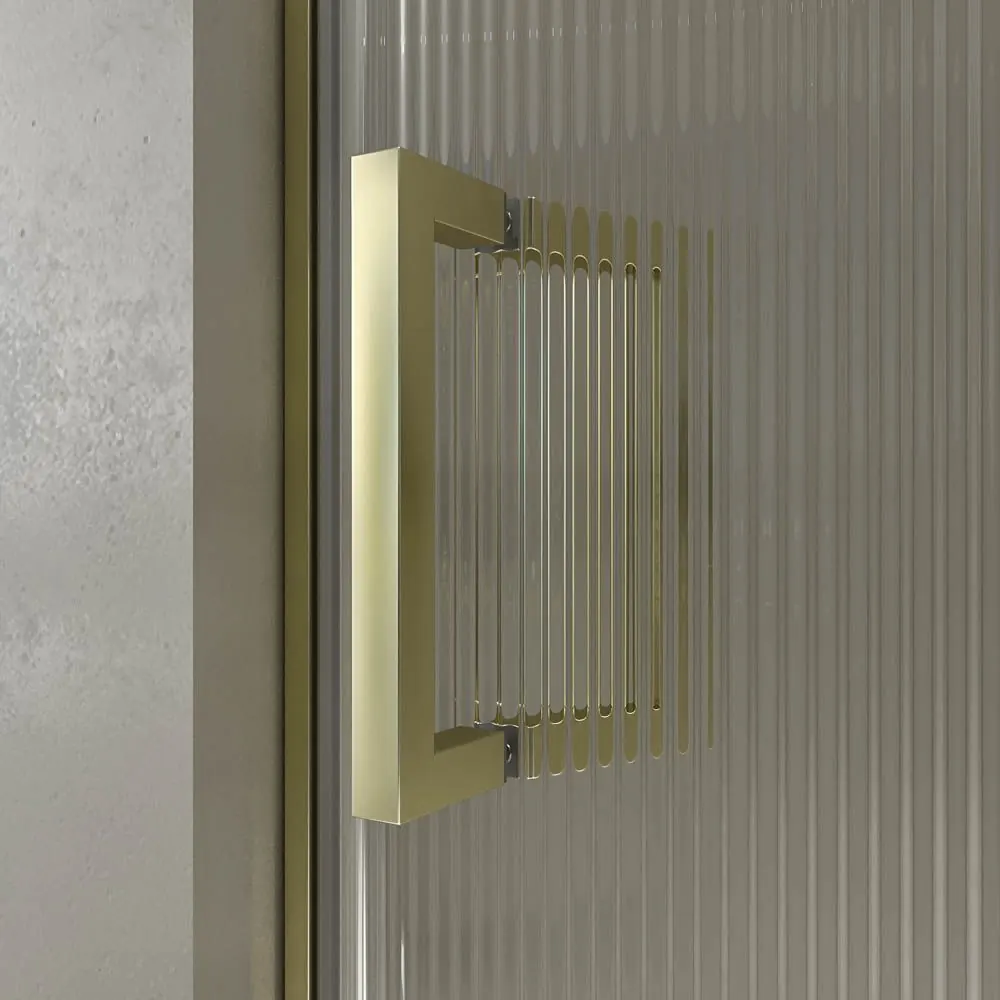 Box doccia TECH HIGH 1 frontale fisso – 1 anta scorrevole vetro 8 mm fissata al soffitto. ACCIAIO INOSSIDABILE Oro opaco - immagine 3