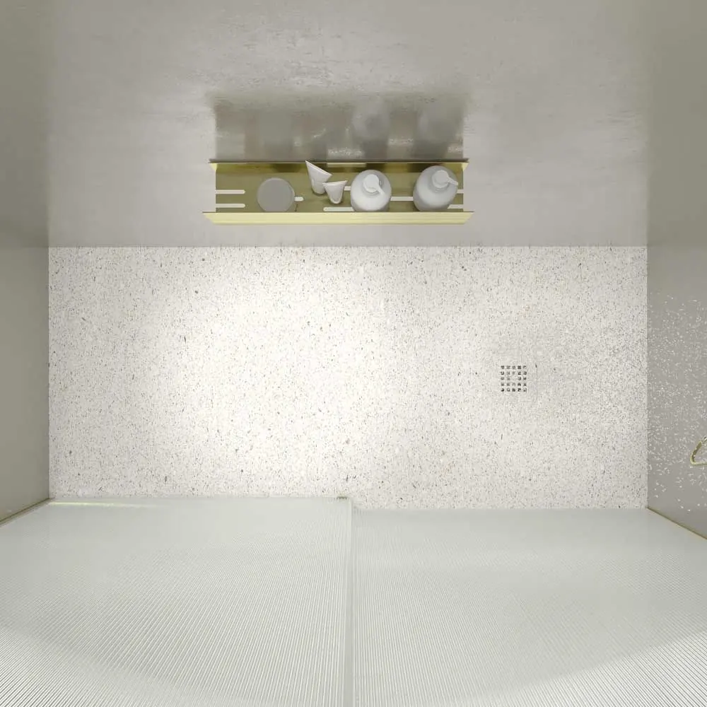 Box doccia TECH HIGH 1 frontale fisso – 1 anta scorrevole vetro 8 mm fissata al soffitto. ACCIAIO INOSSIDABILE Oro opaco - immagine 7