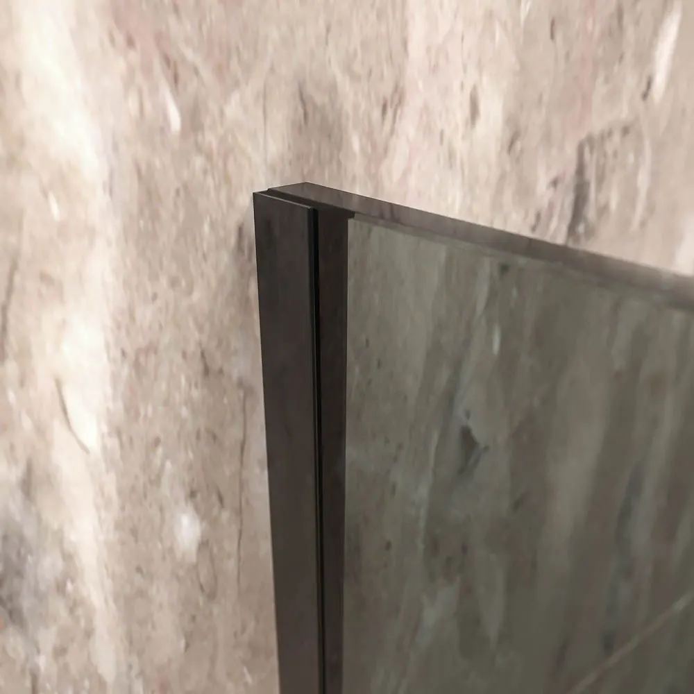 Parete doccia fissa profilo inox ZEN MATT BLACK – 10 MM Parsol GREY vetro con trattamento anticalcare incluso - immagine 5
