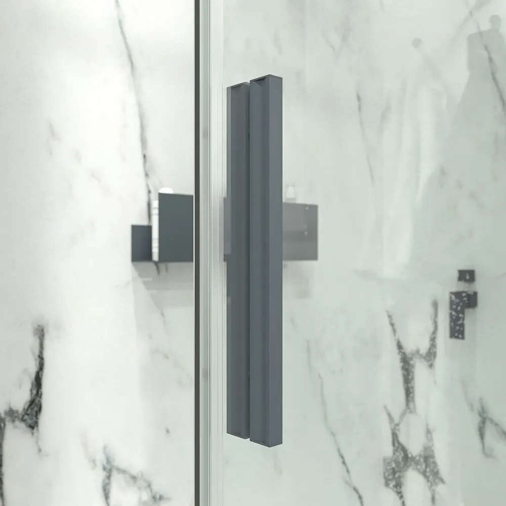 NEXO parete doccia frontale 1 fissa – 1 anta scorrevole Profilo MINIMALISTA finitura GRAFITE - immagine 5