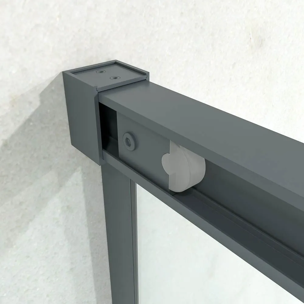 NEXO parete doccia frontale 1 fissa – 1 anta scorrevole Profilo MINIMALISTA finitura GRAFITE - immagine 4
