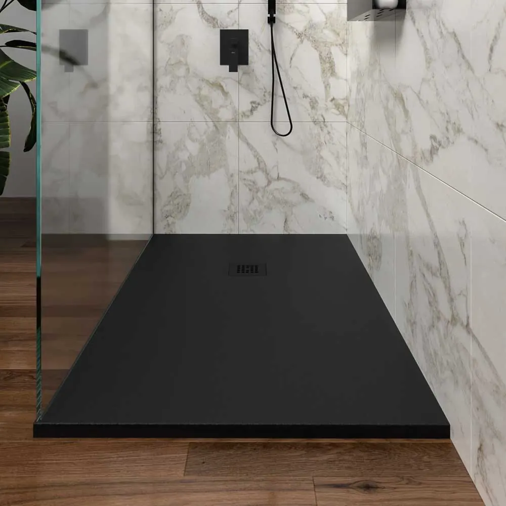 Parete doccia fissa profilo in acciaio inox ZEN MATT BLACK – vetro 10 MM con trattamento anticalcare incluso - immagine 2