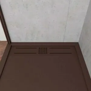 Piatto doccia intelaiato in resina URBAN CROME Texture ardesia marrone antibatterica e antiscivolo. Colori da scegliere. griglia nascosta