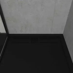 Piatto doccia intelaiato in resina URBAN CROME Texture ardesia nera antibatterica e antiscivolo. Colori da scegliere. griglia nascosta