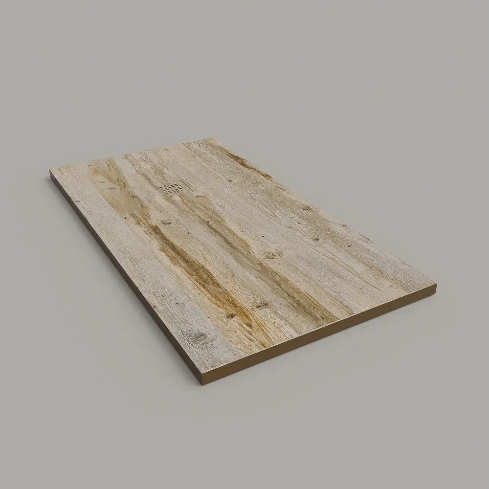 Piatto doccia in resina finitura texture ardesia Effetto legno Vintage Ocra – antiscivolo STONE 3D moderno - immagine 3