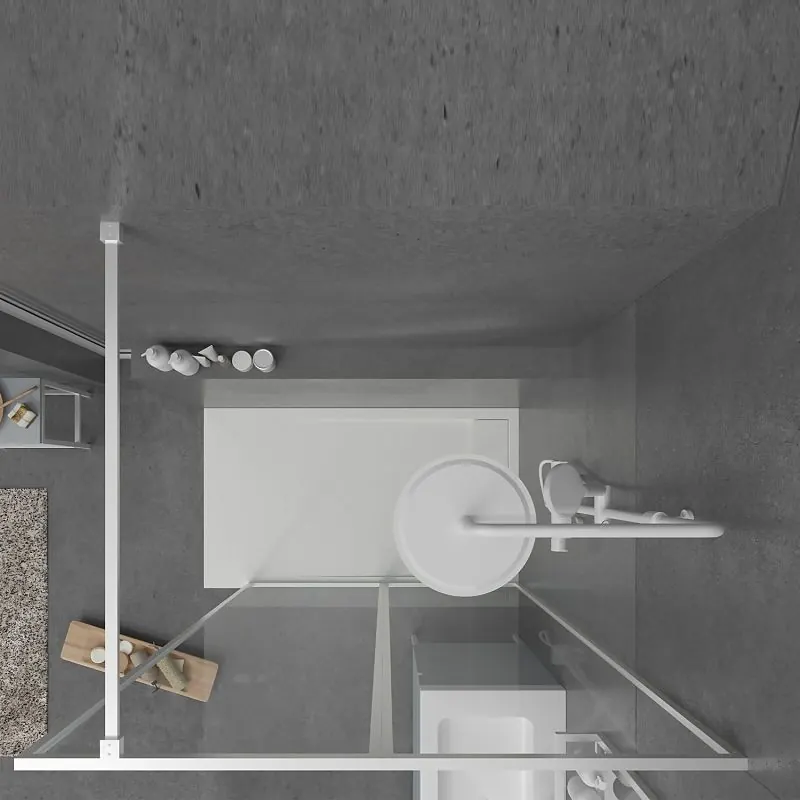 Parete doccia fissa su misura LINE con profili intelaiati 2 corpi – Vetro 4 MM con trattamento anticalcare incluso- Braccio di fissaggio in acciaio inox. - immagine 4