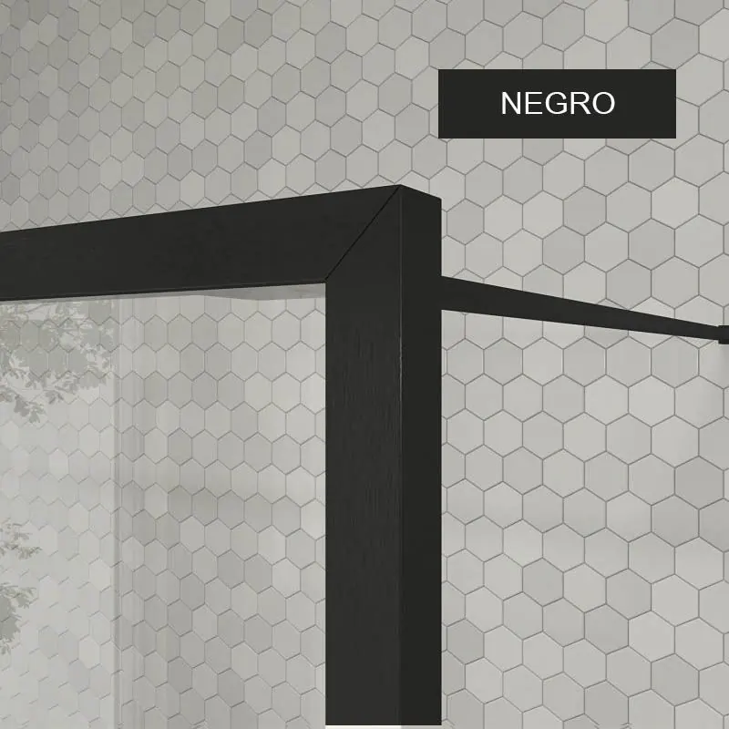 Parete doccia fissa su misura LINE con profili intelaiati 2 corpi – Vetro 4 MM con trattamento anticalcare incluso- Braccio di fissaggio in acciaio inox. - immagine 9