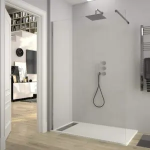 Parete doccia fissa ZEN Profilo cromato - Vetro 8 MM con trattamento anticalcare incluso - Braccio di fissaggio in acciaio inox. estensibile