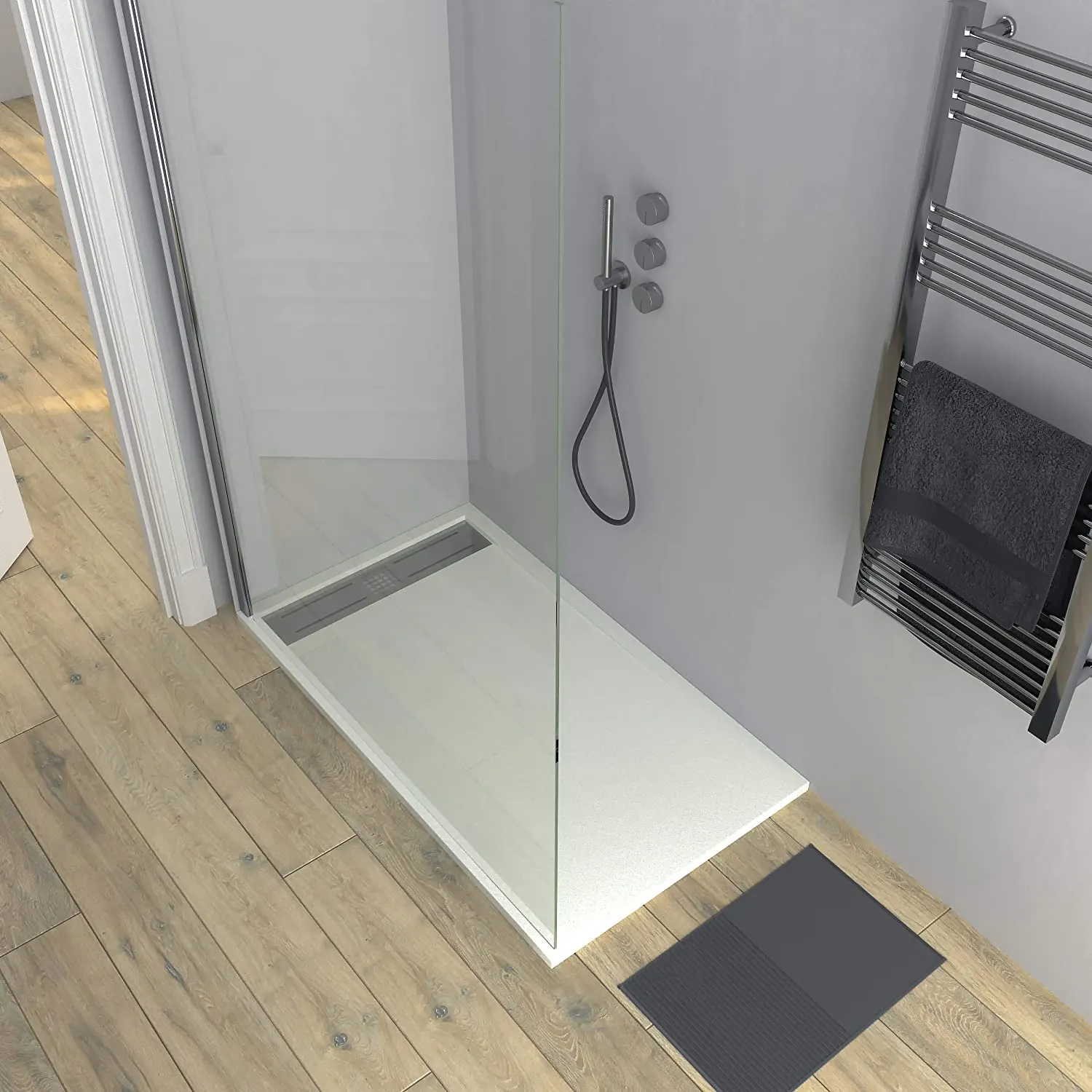 Parete doccia fissa ZEN Profilo cromato - Vetro 8 MM con trattamento anticalcare incluso - Braccio di fissaggio in acciaio inox. estensibile - immagine 2