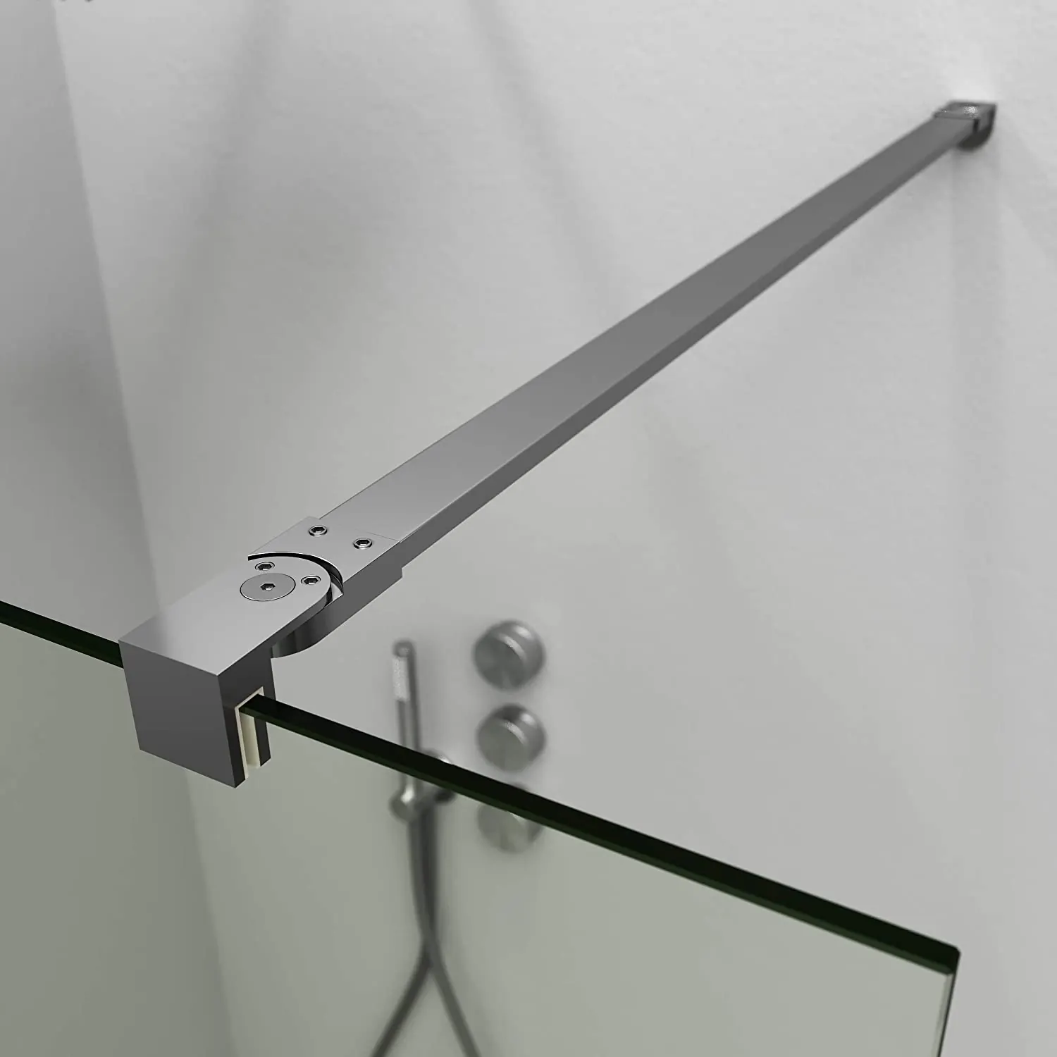 Parete doccia fissa ZEN Profilo cromato - Vetro 8 MM con trattamento anticalcare incluso - Braccio di fissaggio in acciaio inox. estensibile - immagine 3