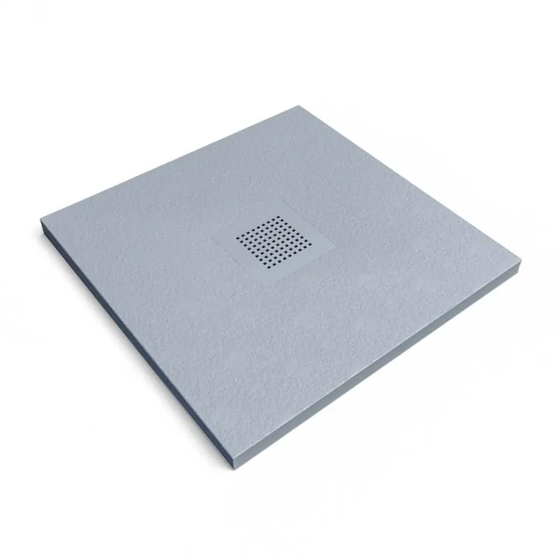 Piatto doccia QUADRO in resina Grigio Cemento – colori a scelta – texture ardesia – antibatterico e antiscivolo. Griglia termolaccata - immagine 2