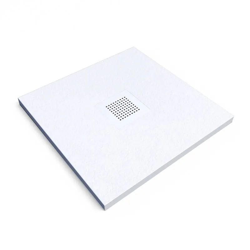 QUADRO Piatto doccia in resina bianca – colori a scelta – texture ardesia – antibatterico e antiscivolo. Griglia termolaccata - immagine 2