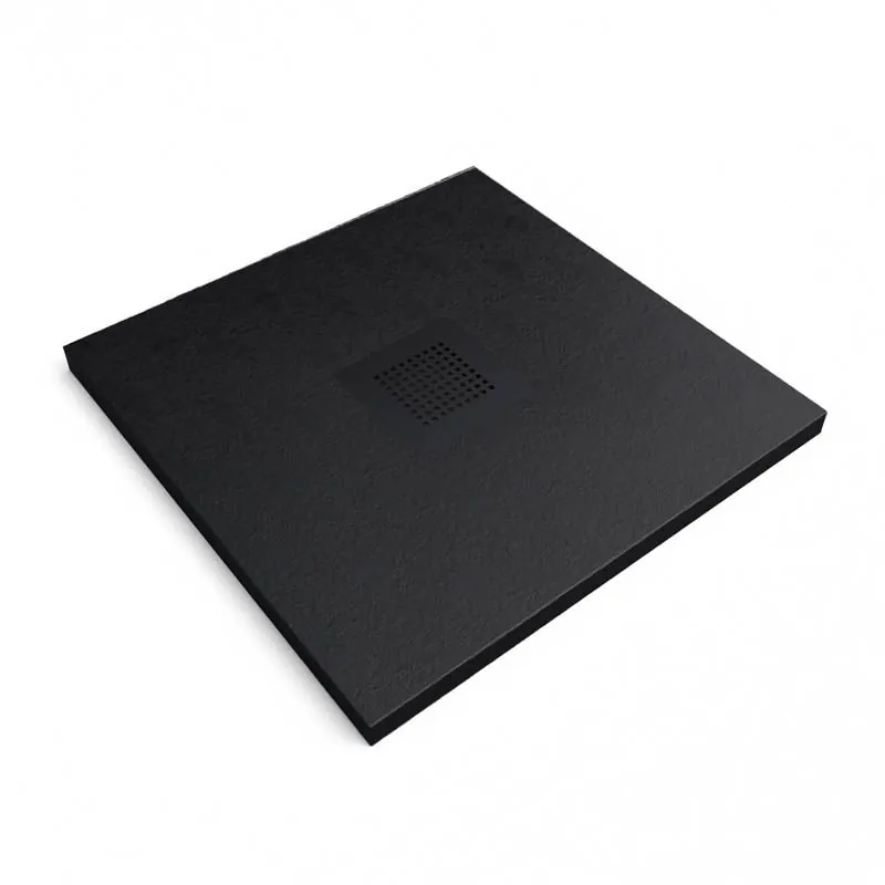 QUADRO Piatto doccia in resina nera – colori a scelta – texture ardesia – antibatterico e antiscivolo. Griglia termolaccata - immagine 2