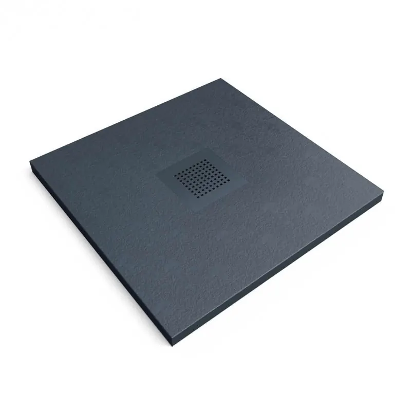 QUADRO Piatto doccia in resina grafite – colori a scelta – texture ardesia – antibatterico e antiscivolo. Griglia termolaccata - immagine 2