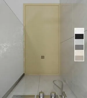Piatto doccia ABSOLUTE con cornice in resina Moka – texture ardesia – antibatterico e antiscivolo. Colori da scegliere.