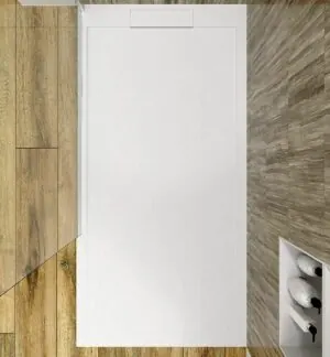 SYSTEM Piatto doccia in resina con cornice bianca – colori a scelta – texture ardesia – antibatterico e antiscivolo