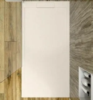 Piatto doccia System in resina con cornice crema – colori a scelta – texture ardesia – antibatterico e antiscivolo