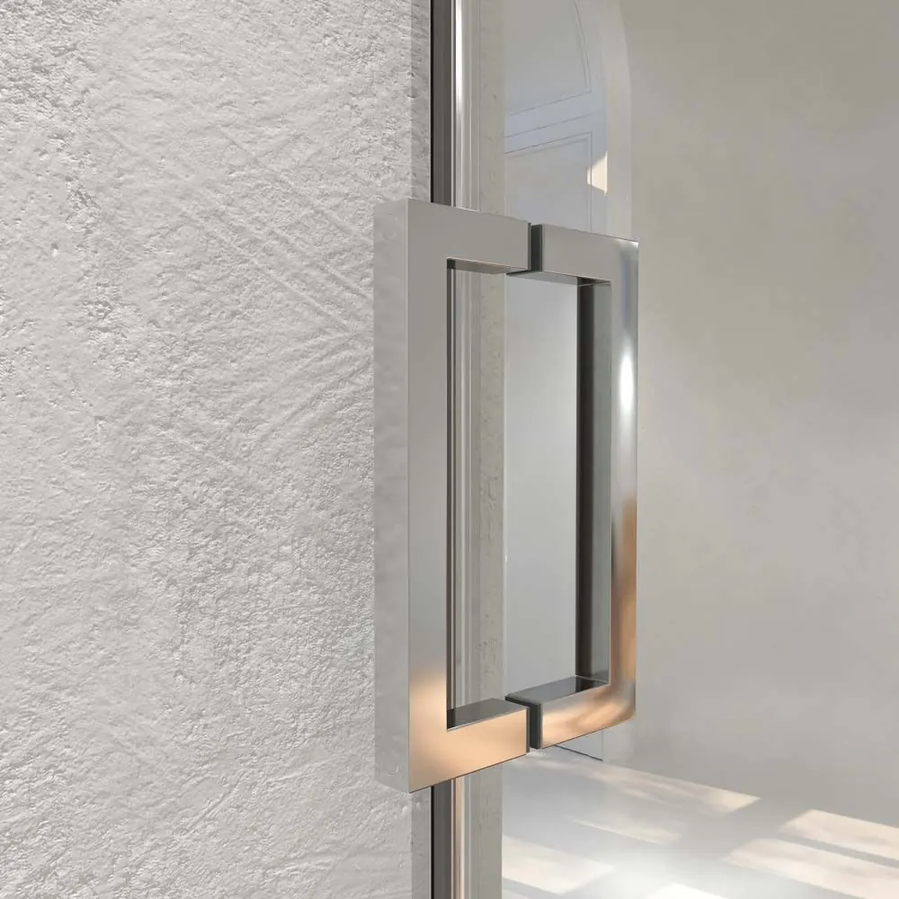 TECH STEEL parete doccia frontale 1 fissa – 1 scorrevole anta in vetro 8 mm. ACCIAIO INOSSIDABILE - immagine 3