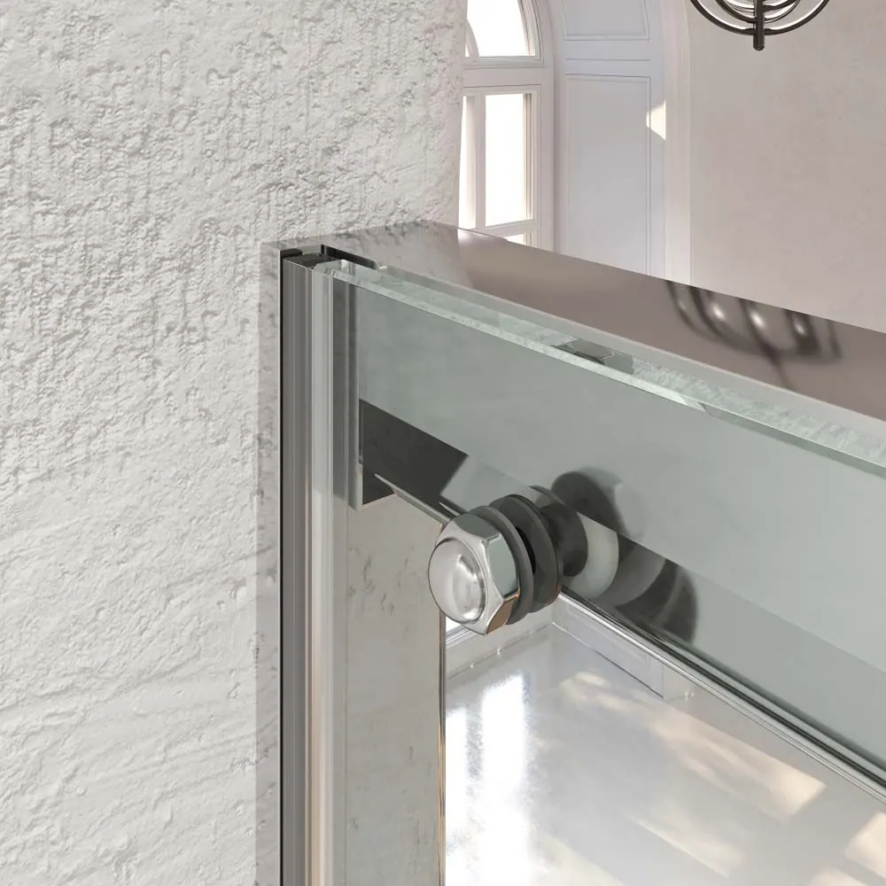 TECH STEEL parete doccia frontale 1 fissa – 1 scorrevole anta in vetro 8 mm. ACCIAIO INOSSIDABILE - immagine 2