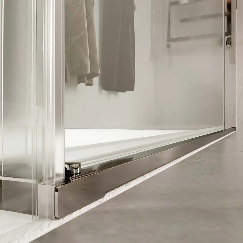 TECH STEEL box doccia rettangolare 1 fisso – 1 anta scorrevole + 1 fisso vetro 8 mm. ACCIAIO INOSSIDABILE - immagine 7
