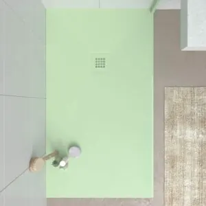 CLOE Piatto doccia in resina opale e altri colori esclusivi con texture ardesia antibatterica e antiscivolo. griglia termolaccata